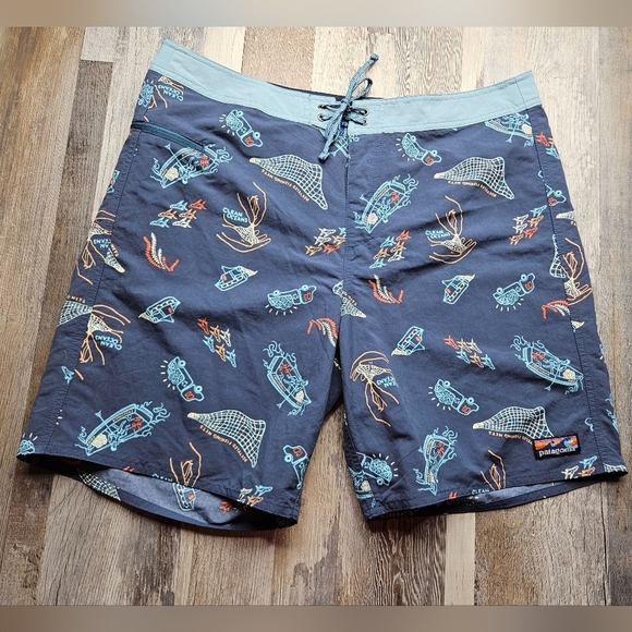 Patagonia Wavefarer Board Shorts Waist 36 Blue - Picture 2 of 9